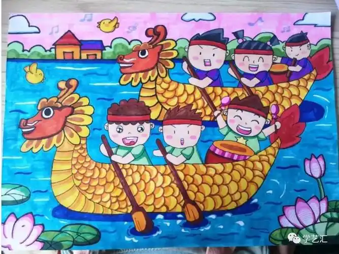 17张漂亮的端午节粽子端午节划龙舟儿童画图片