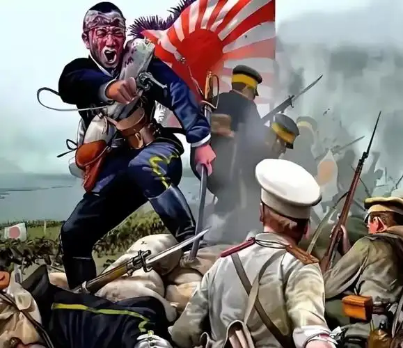 这幅日本宣传画描述的是1904年2月6日─1905年9月5日俄国与日本在中国