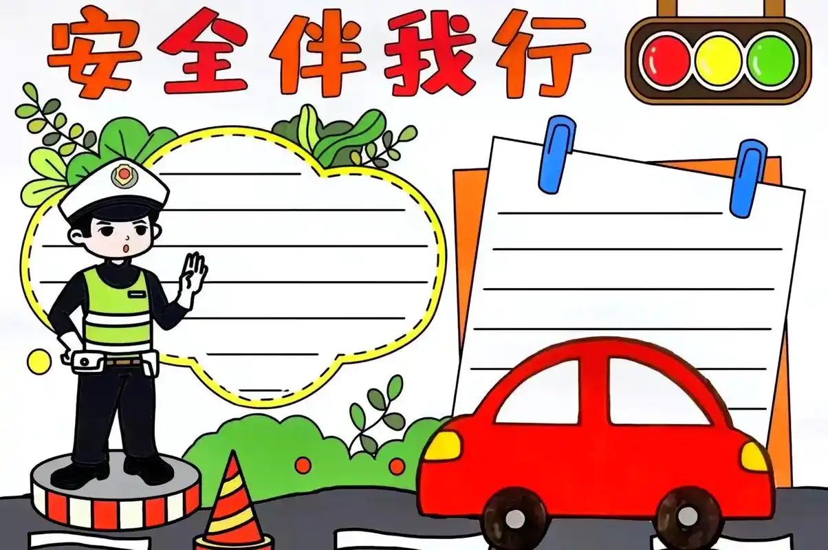 手抄报——交通安全伴我行.#手抄报 #小学生手抄报 #手抄报 - 抖音