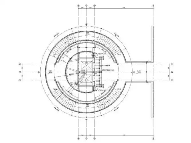 旋转楼梯大样图核心筒楼梯平面图剖面图cad