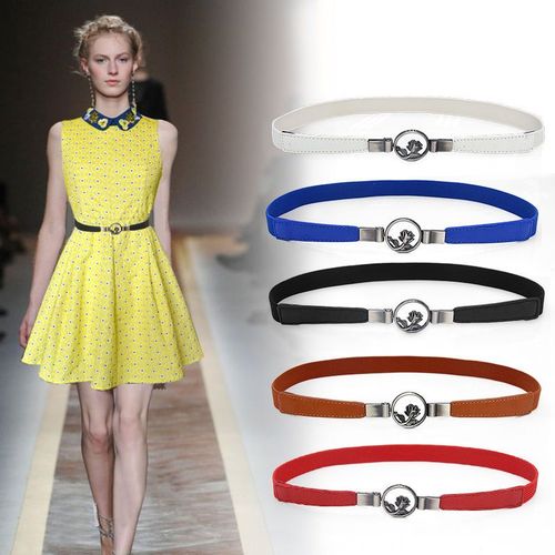 新款松紧细腰带女弹力装饰百搭裙子细皮带配服饰金属花朵扣潮品