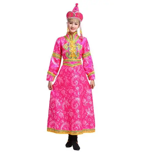 蒙古蒙古族服装女长款长袍民族风女装舞蹈演出表演民族服装