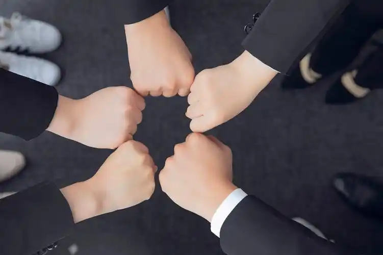 手势激励举拳的业务团队成功开心幸福团队企业专业商务精英团队健身