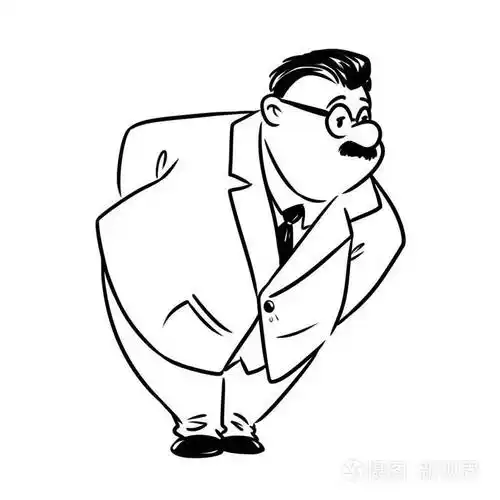 男老板看紧卡通插图隔离图像着色页