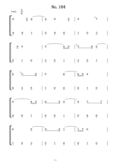 104 转c调 首 钢琴双手简谱 练习曲 原版 钢琴谱 钢琴简谱.pdf