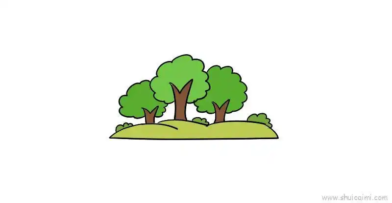 森林儿童画怎么画 森林简笔画顺序