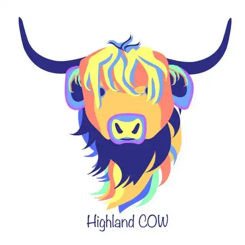 彩虹抽象高地牛头肖像图片下载