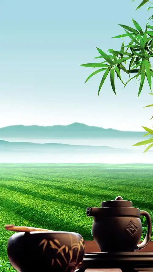 绿色茶叶psd分层h5背景免抠素材免费下载_觅元素51yuansu.com