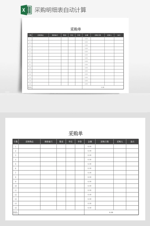 采购明细表自动计算