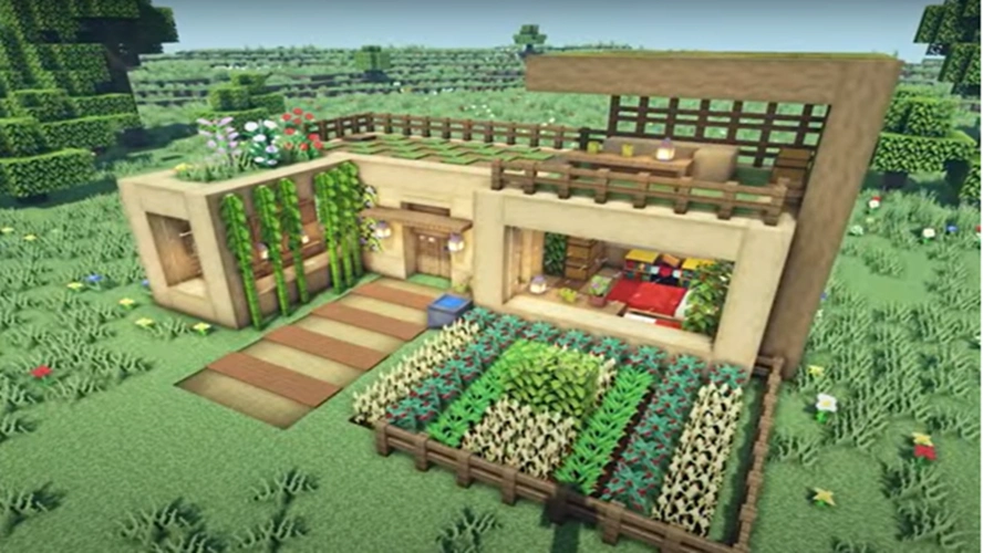 教你如何做田园风格木质别墅_我的世界_九游论坛