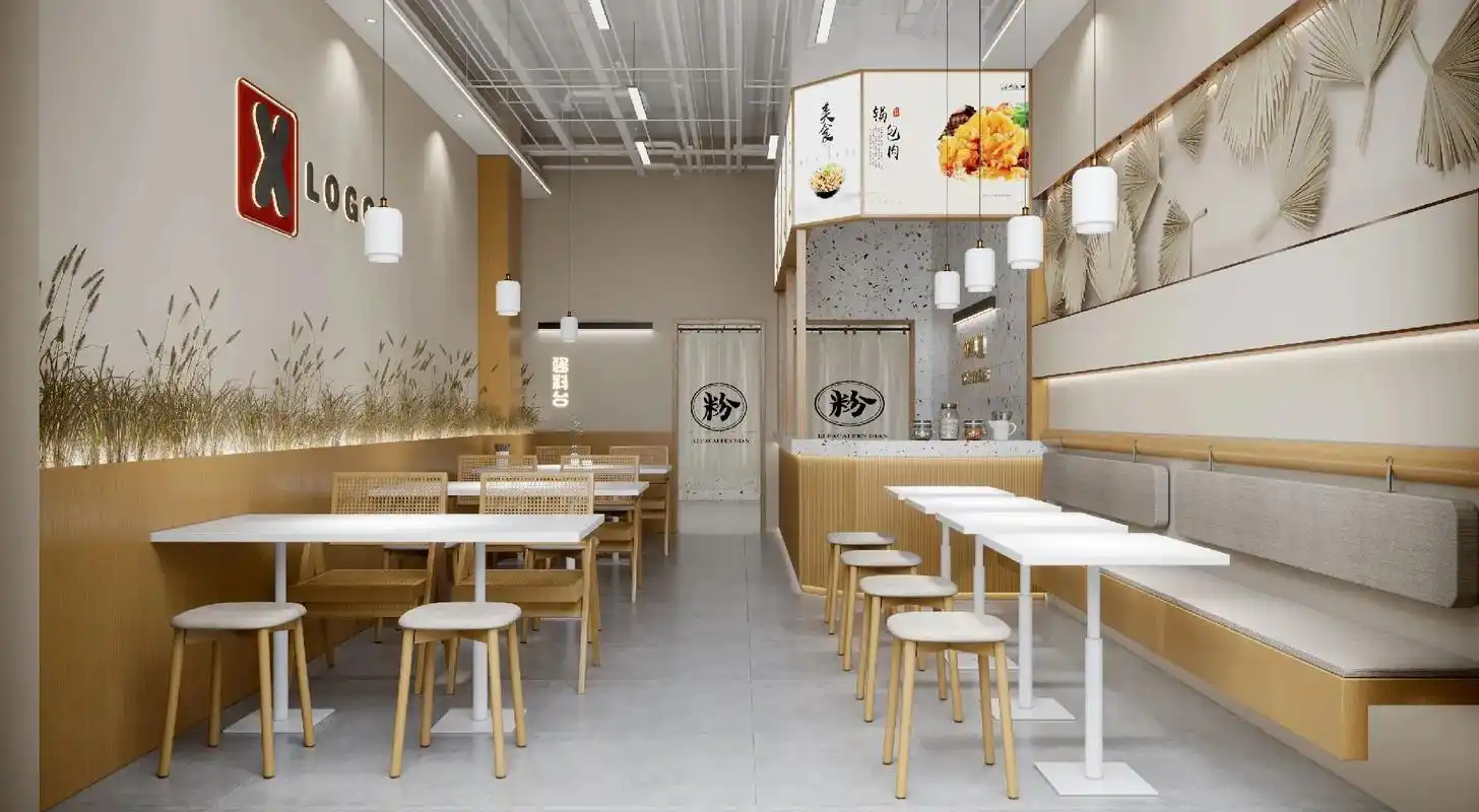 快餐店小吃店早餐店网红店装修设计效果图.#图文掘金计划 #效 - 抖音