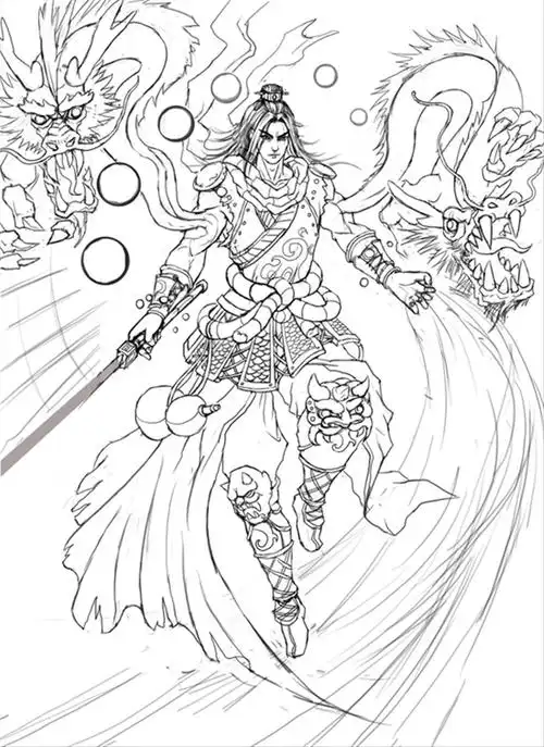 我想画的主角是令狐冲,我想除了画一个动态人物外,同时给他加上玄幻的