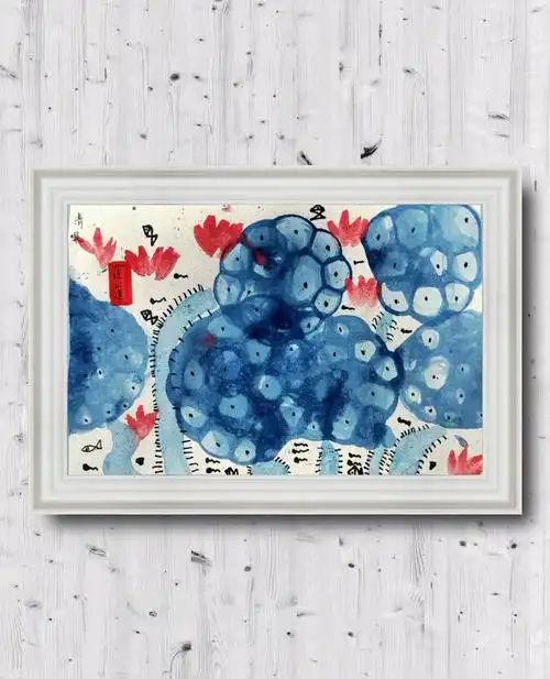 桔子艺术小班莲蓬泡泡拓印画年龄35