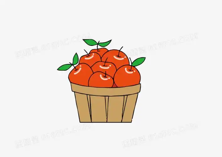 手绘卡通苹果果篮素材