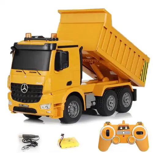 翻斗车运输大卡车集装箱平板拖车男孩玩具充电电动大货车男孩礼物视频