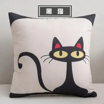 靠垫黑猫靠背套子枕套靠枕腰靠抱枕