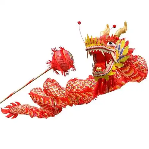 风雷缘wl13节红色舞龙舞狮道具龙头龙珠舞龙服装红龙绸布龙牛津烫金龙