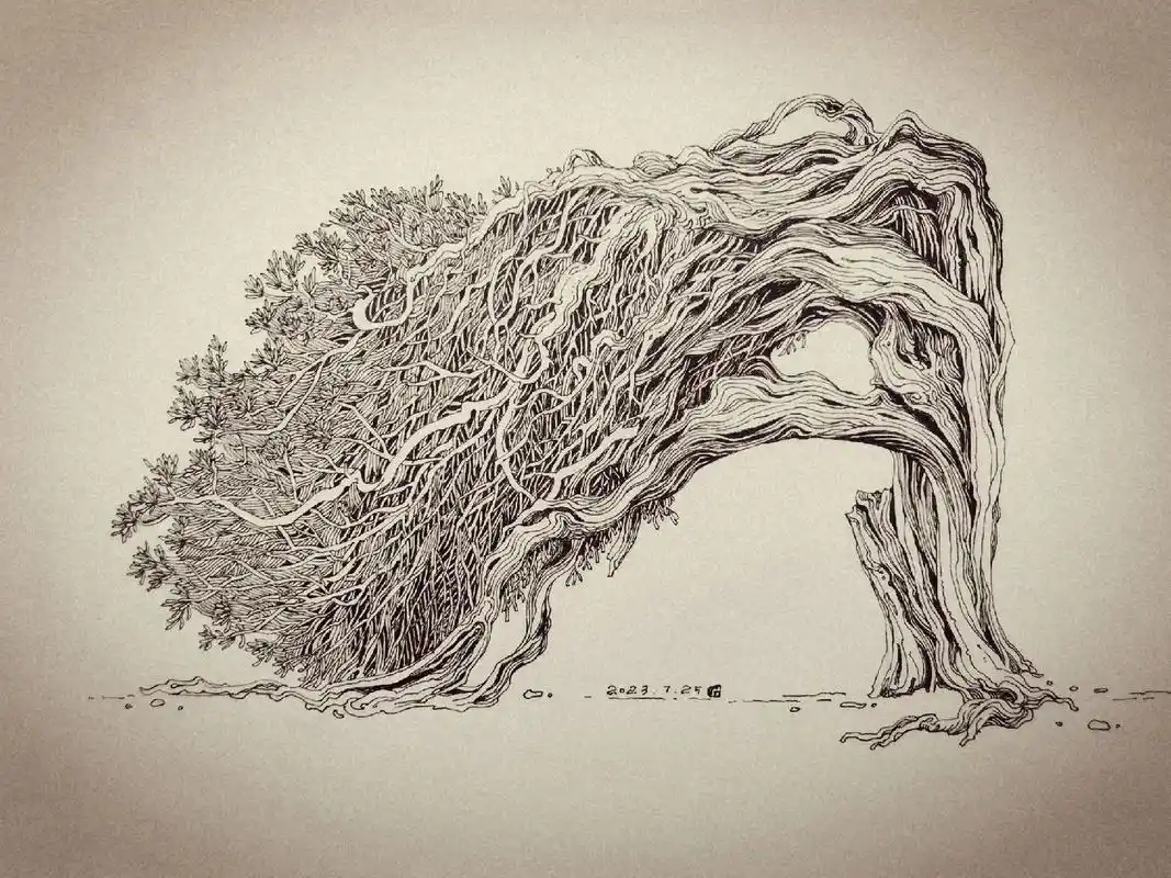 自然法则.一棵有故事的树 #灵魂画手 #黑白线描画 #原创手 - 抖音