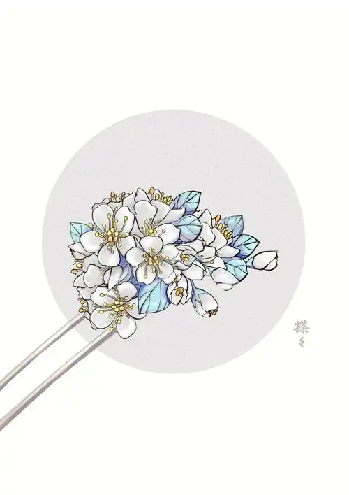 张小白古风插画发簪练习2960