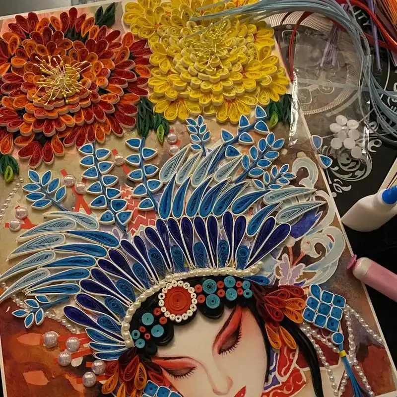 国风京剧花旦衍纸作品 耗时一周 完工