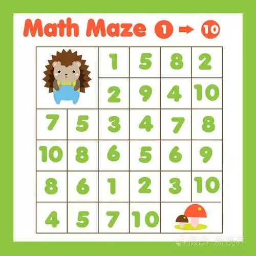 有数字的迷宫. 从一个数到十. 学龄前幼儿和儿童的动物主题活动