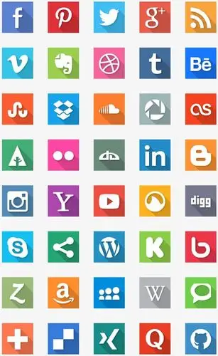 40个扁平化方形图标psd设计素材