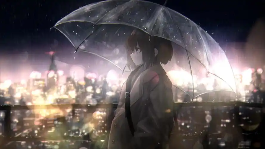 有没有动漫风格的雨景手机壁纸呢