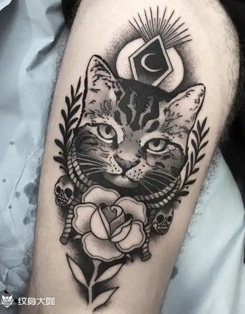 猫咪和花朵 小臂内_纹身图案手稿图片_ikea的纹身作品集