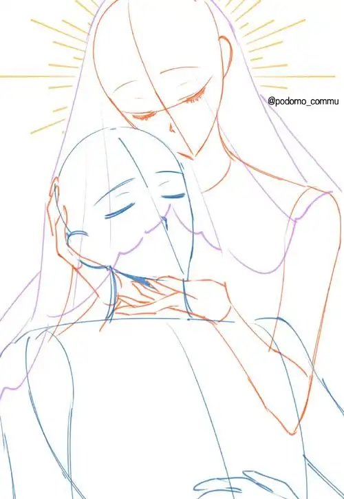 闺蜜互动双人模板#绘画参考##模板