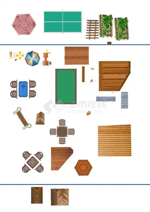 亭子滑梯桌椅彩色平面素材