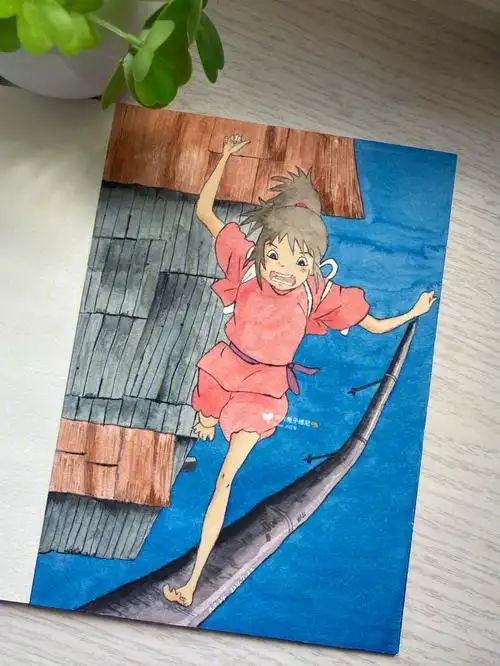 水彩宫崎骏名著千与千寻场景临摹
