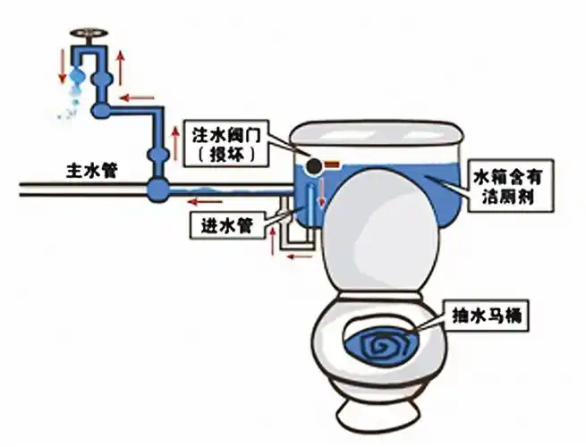 南京每年都会发生几起加了洁厕块的蓝色马桶水倒流进自来水管的事件