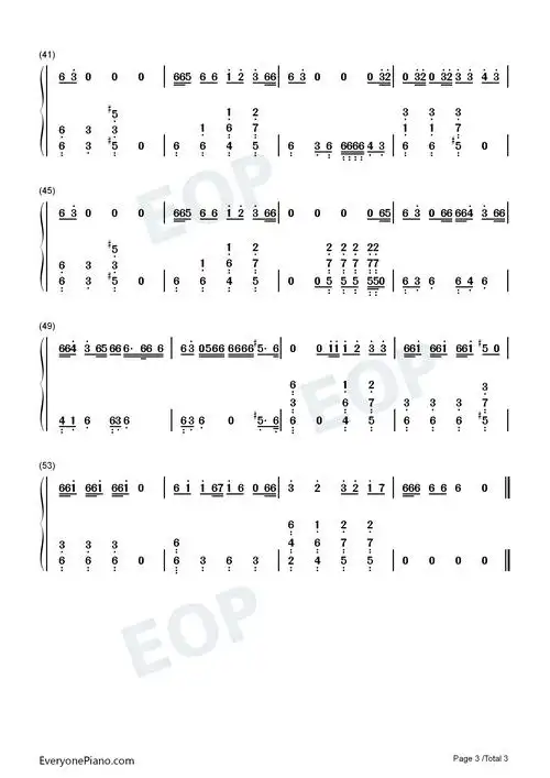 曜-r1se双手简谱预览3-钢琴谱文件(五线谱,双手简谱,数字谱,midi,pdf)