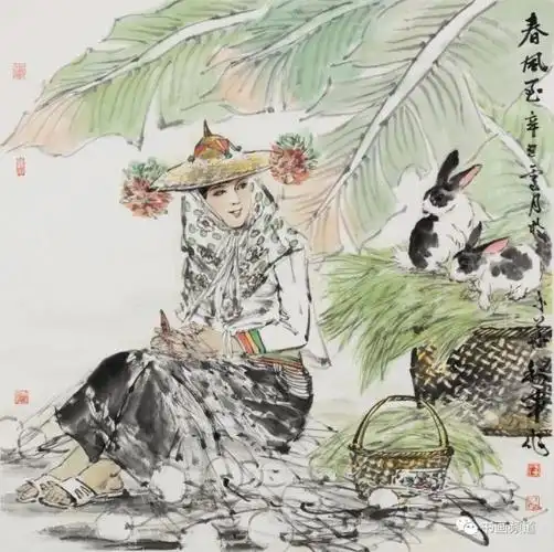 斗笠帽短衣衫宽松裤著名画家王利军笔下的惠安女婀娜又可爱