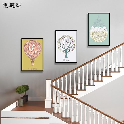 楼梯间墙面装饰画走廊过道走道挂画现代简约复式楼楼道壁画墙画