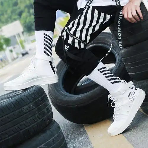 蓓乐妃袜子男长筒潮牌春夏季街头风欧美配aj潮流棉长筒嘻哈高帮篮球