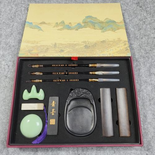 文房四宝礼盒套装万里江山图笔墨纸砚毛笔书法礼品送礼自用整套