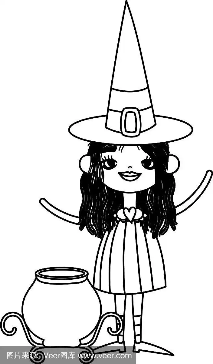 万圣节快乐,戴着帽子的女巫