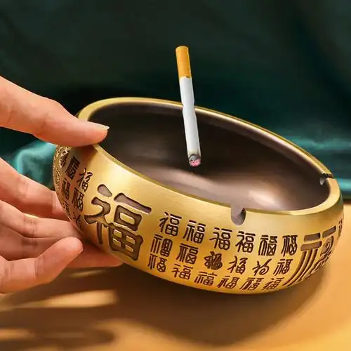 复古纯黄铜马到成功烟灰缸大展宏图创意个性大号家居茶台茶几摆件