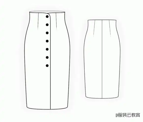 10款时尚半身裙的效果图 款式图 制版图