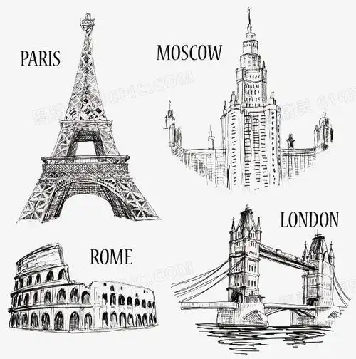 建筑欧式建筑手绘建筑pngai欧美地标建筑剪影png地标建筑罗马手绘png