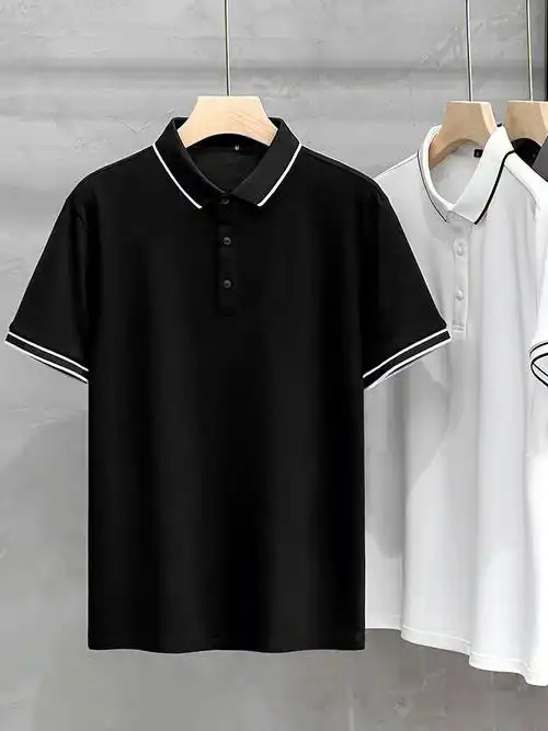 新款夏季冰丝棉高端polo衫男士短袖商务细线翻领t恤上衣保罗.