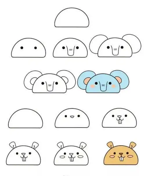 六个圆圈画小动物的简笔画