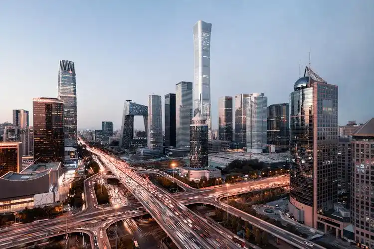 北京华灯初上的国贸cbd商圈