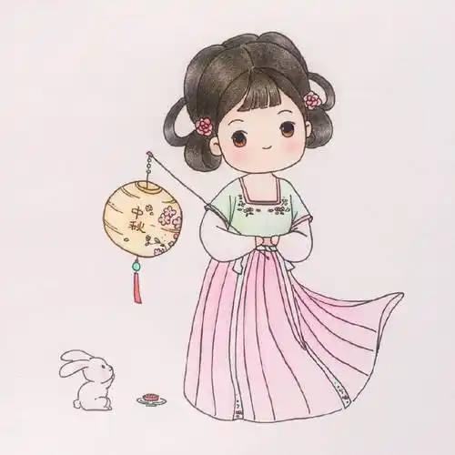 简笔画古风汉服小姑娘,真的太可爱啦图|@爱画画的橙子676767超