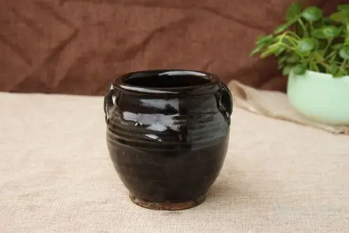 金元磁州窑黑釉四系罐