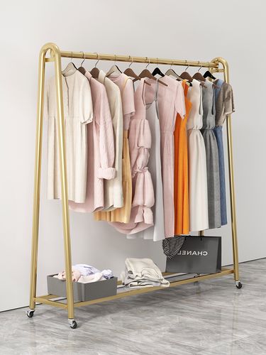 女装服装店专用货架展示架衣架落地直播童装金色陈列道具挂衣架杆