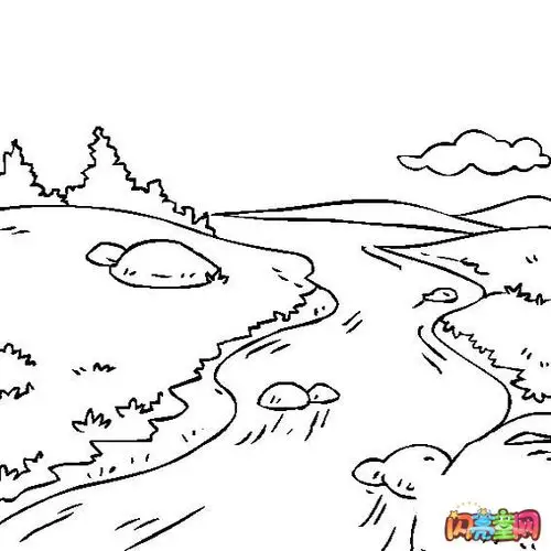 山川河流简笔画画法