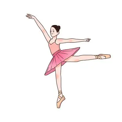 手绘粉色卡通女生跳芭蕾舞动作元素插画舞蹈女孩元素