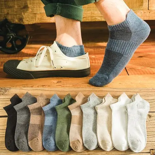 袜子男潮短袜夏季薄款纯棉短筒船袜低帮浅口男士运动吸汗透气百搭